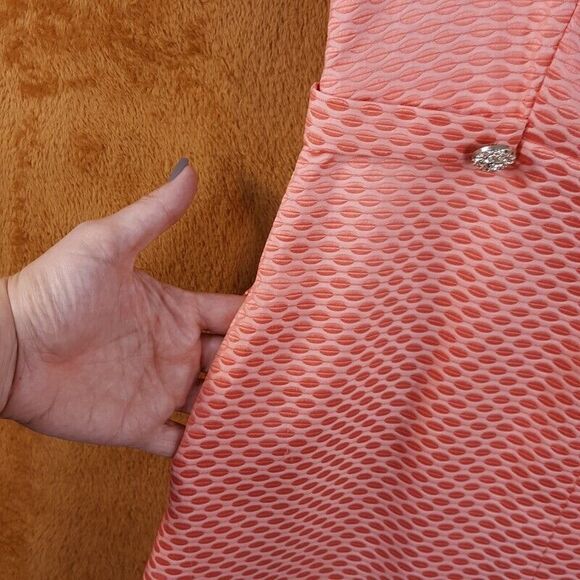 CYNTHIA STEFFE Sheath Dress Womens Size 6 Pink Rhinestone Button Textured - Picture 5 of 9